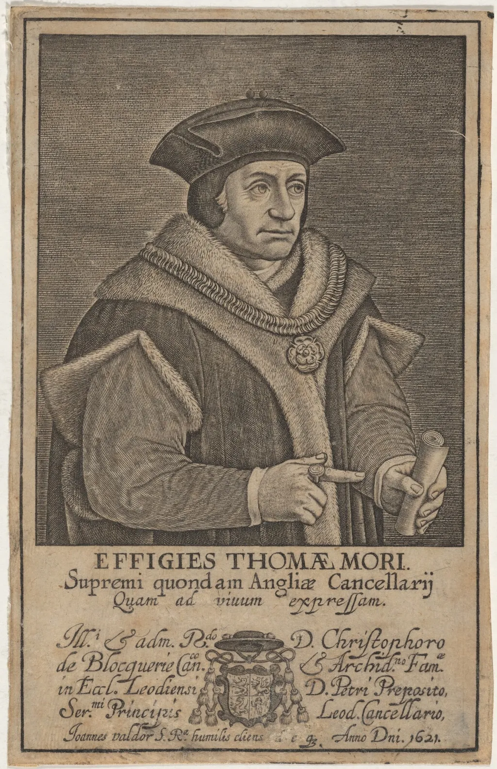 Sir Thomas More, Lord Chacellor, by Jean Waldor, ink, 1621
