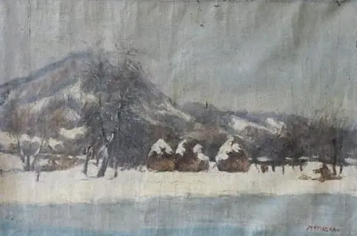 Peisaj de iarnă, by Jenő Maticska