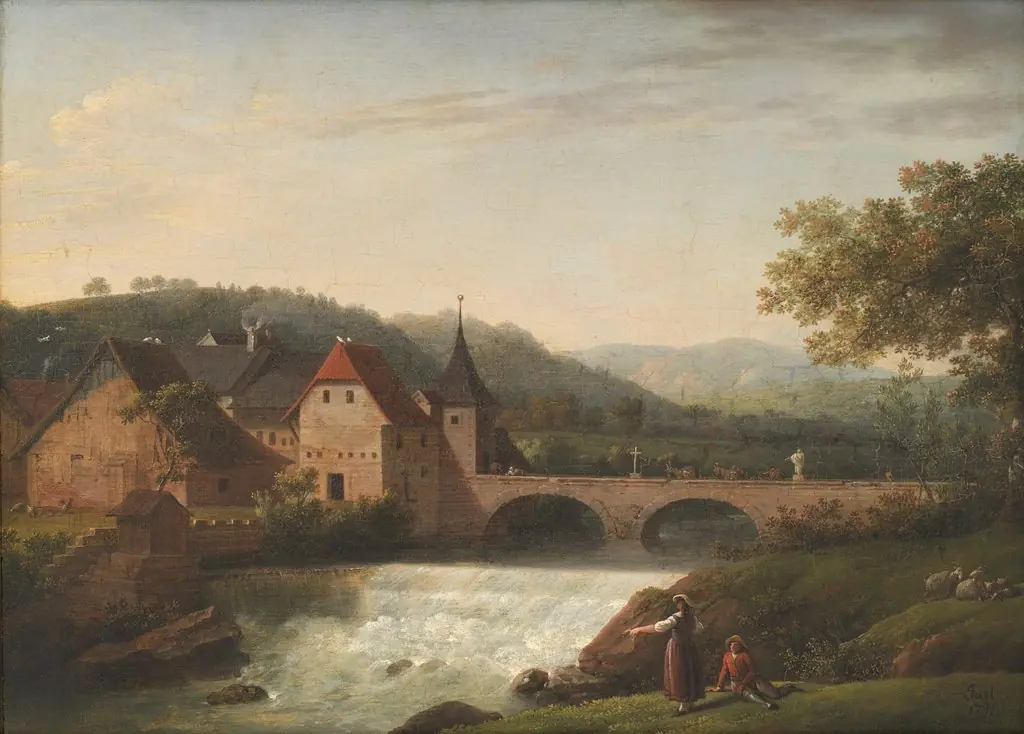 The Bridge and the Waterfall at Dornach, Switzerland, by Jens Juel