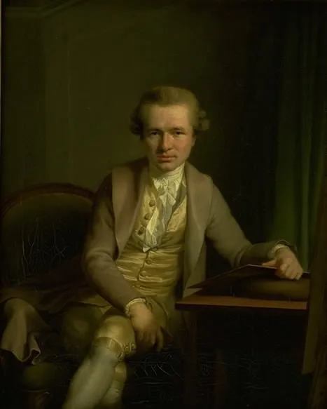The Engraver Johann Friderich Clemens at his Work Table, by Jens Juel, oil, 1788