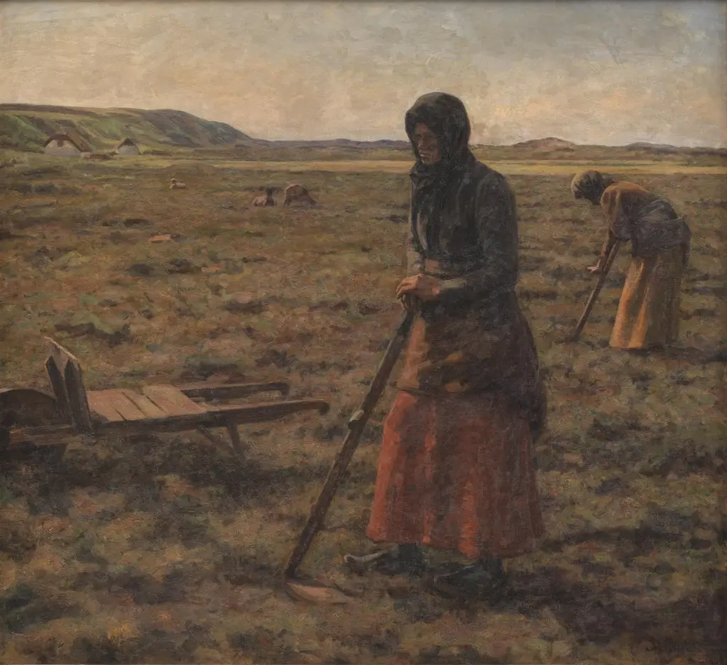 Kvinder hakker lyng, by Jens Vige