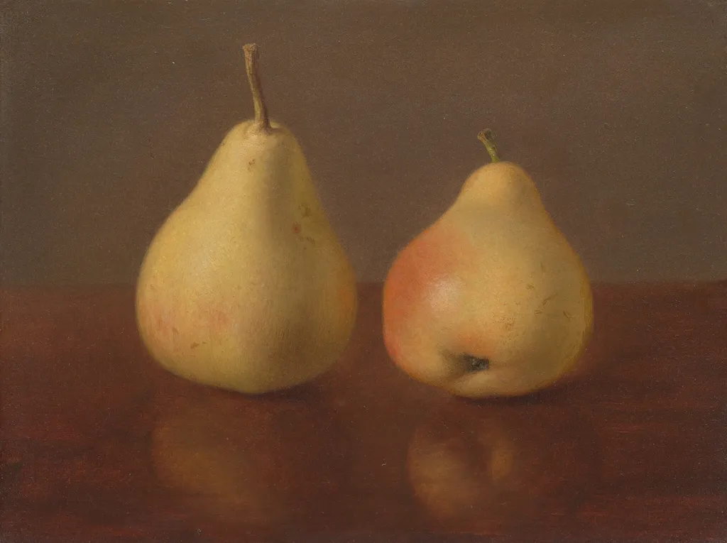 Two McLaughlin Pears, by Jeremiah Pearson Hardy, oil, 1844