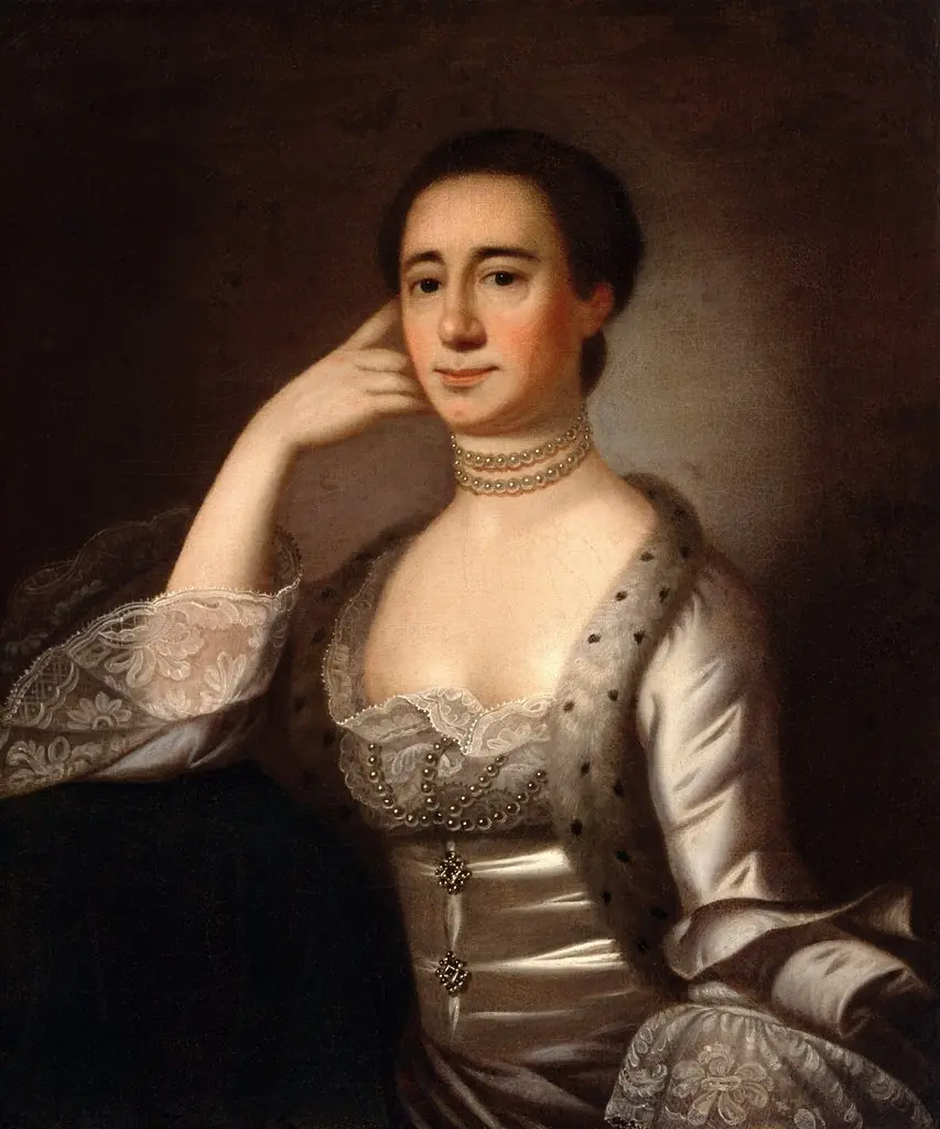Portrait of Mrs. John Champneys (Anne Livingston, born 1746), by Jeremiah Theus