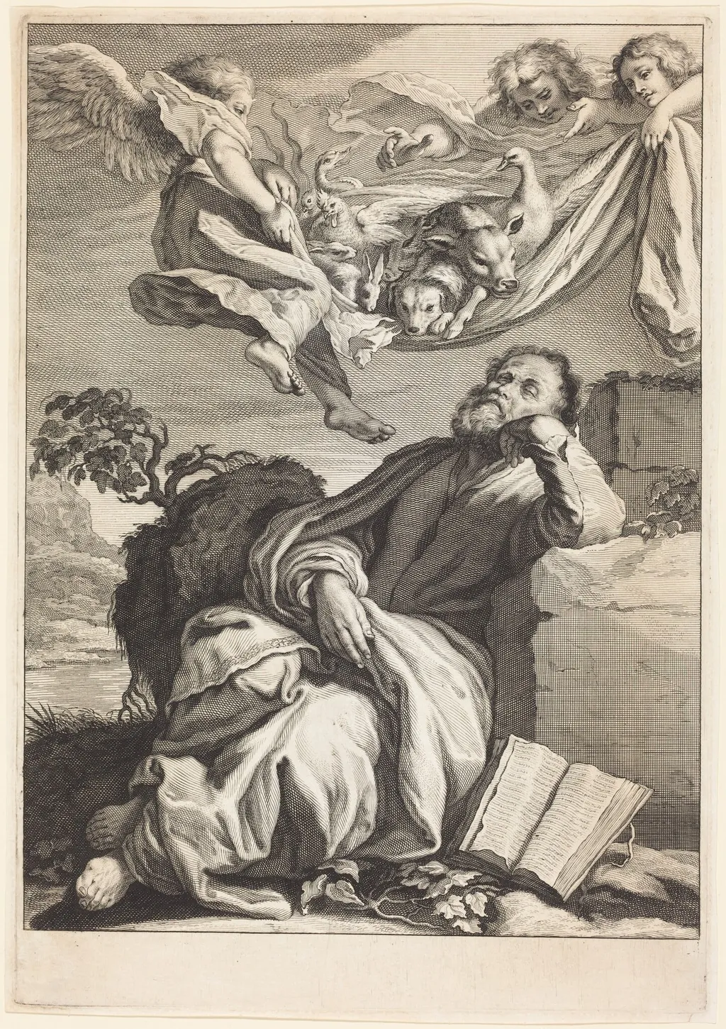 The Dream of Saint Peter, by Jeremias Falck, ink, 1658