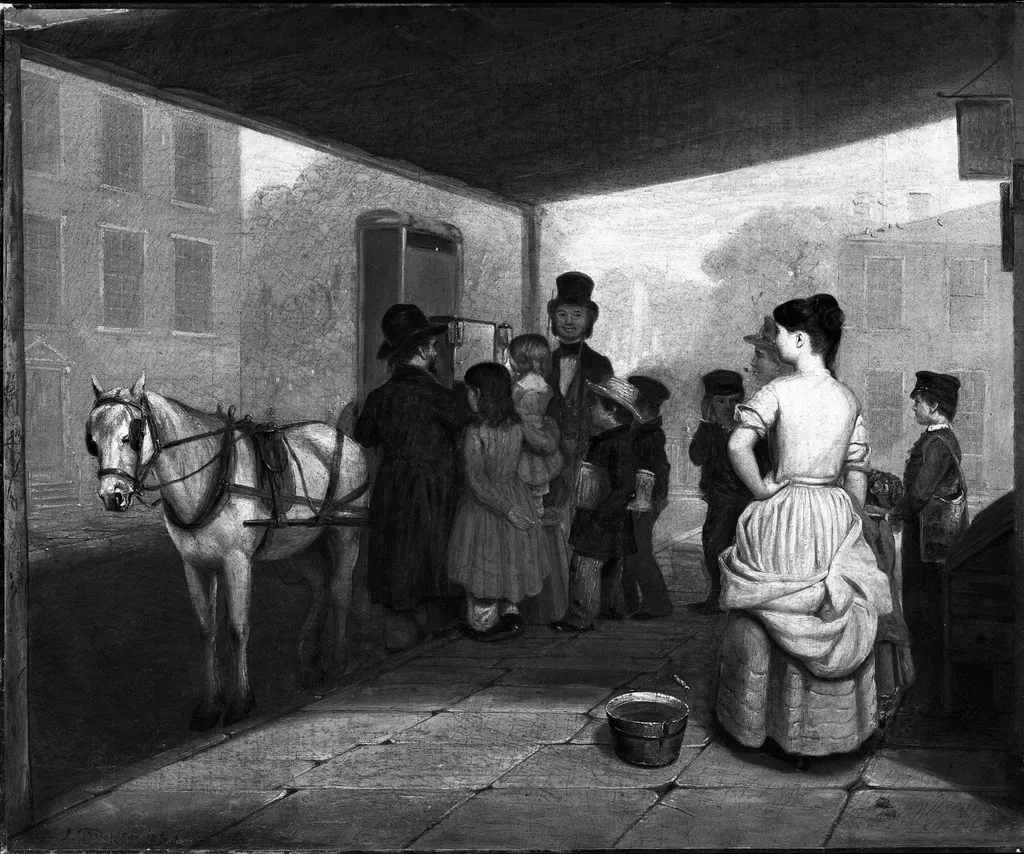 The Peep Show, by Jerome B. Thompson, oil, 1851