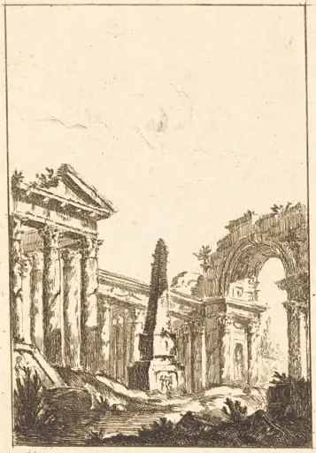 Capriccio with Ruins and an Obelisk, by Jérôme Charles Bellicard