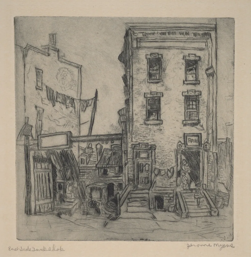 East Side Junk Shop, by Jerome Myers, ink, 1910