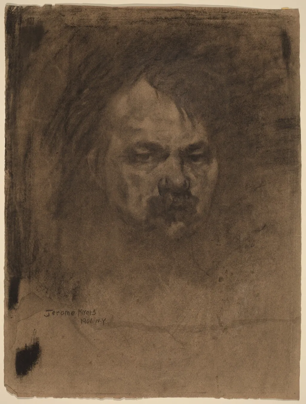 Self-Portrait, by Jerome Myers, charcoal, 1906