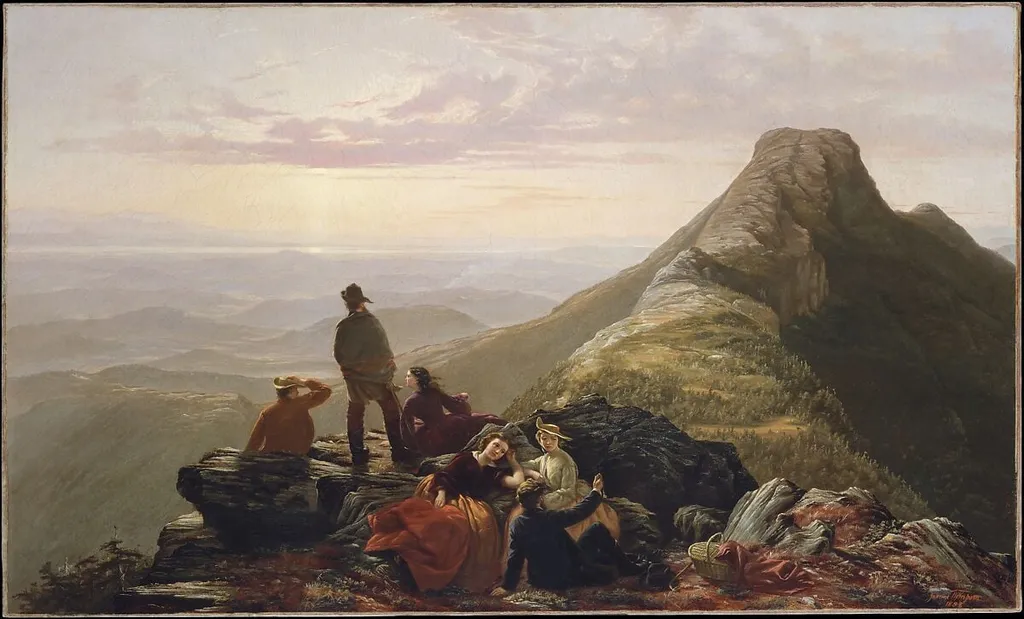 The Belated Party on Mansfield Mountain, by Jerome Thompson, oil, 1858