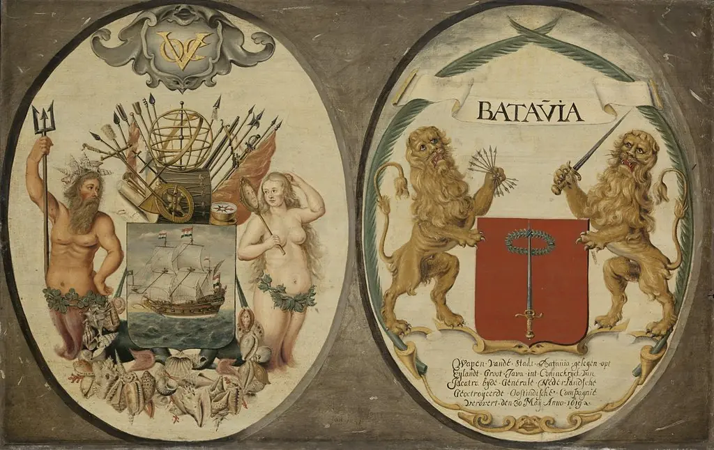 The Arms of the Dutch East India Company and of the Town of Batavia