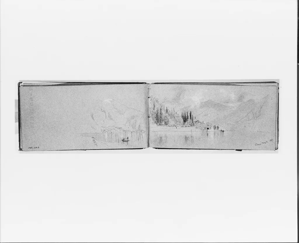 Lake Como, May 3, 1869 (verso, from sketchbook), by Jervis McEntee, gouache, 1869