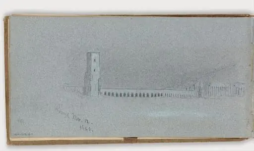 Roman Campagna, Nov. 12, 1868 (verso, from sketchbook), by Jervis McEntee, 1868
