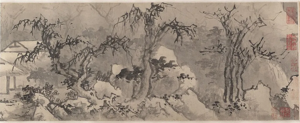 明 傳蔣嵩 冬景山水圖 卷|Winter landscape, by Jiang Song, ink, 1524