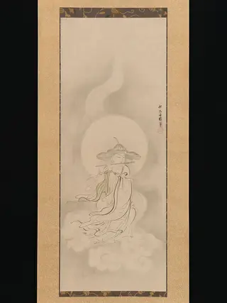 狩野探幽筆　笛吹地蔵図|Jizō Bosatsu Playing a Flute