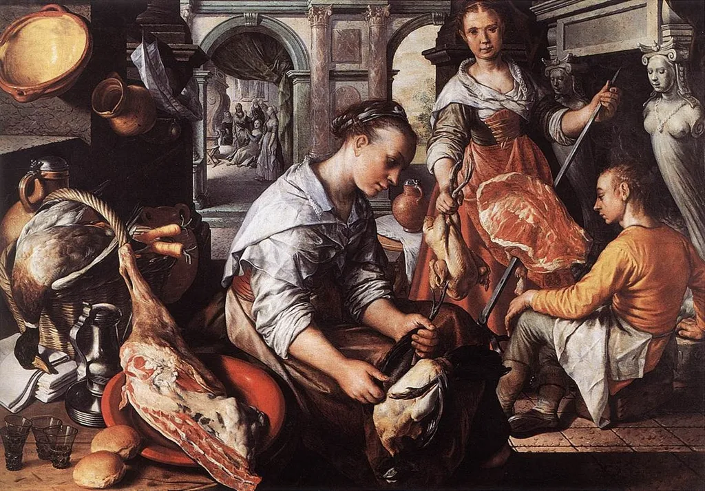 Christ in the House of Martha and Mary, by Joachim Beuckelaer, oil, 1565