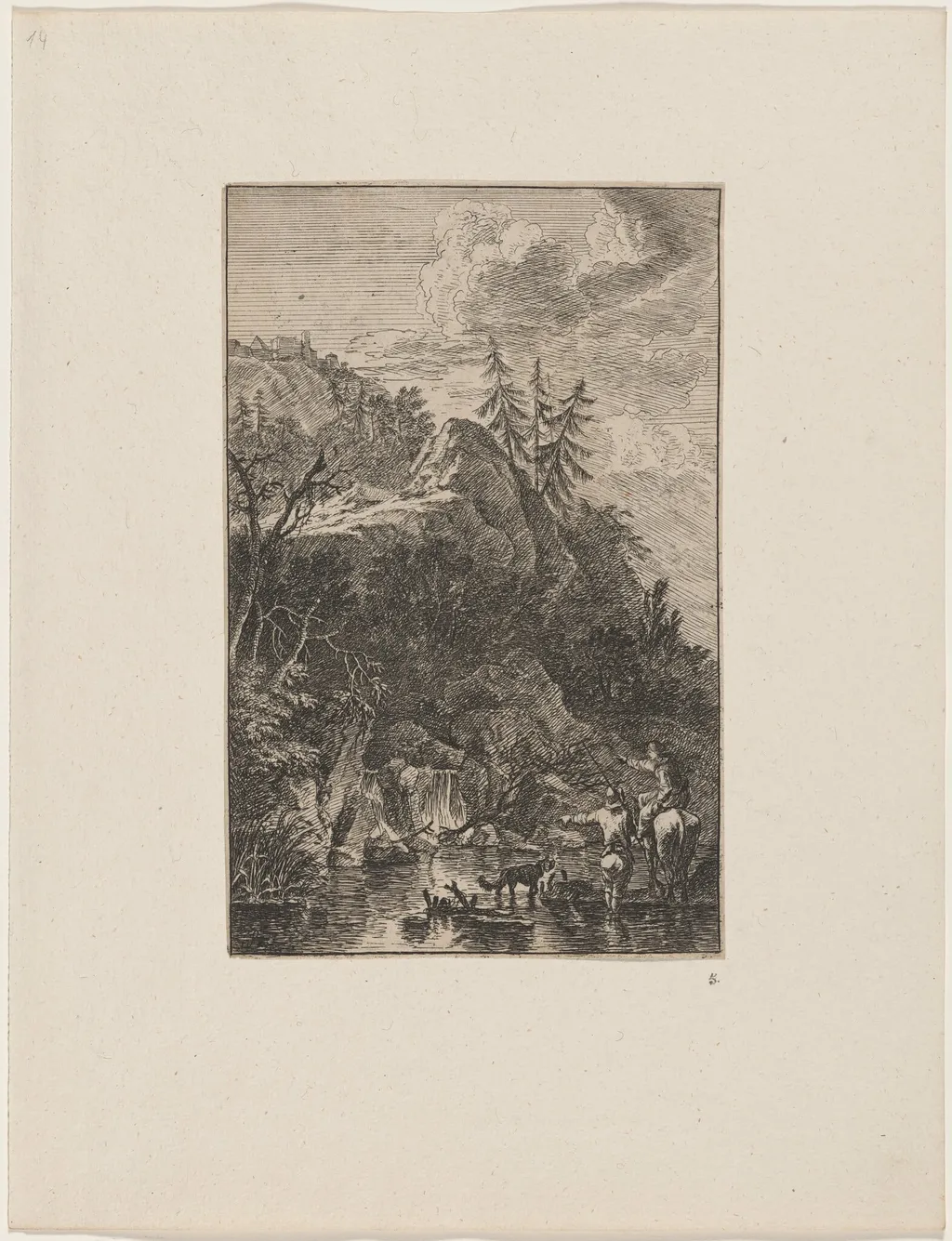A Woman with a Horse and a Standing Man, by Joachim Franz Beich, ink, 1712