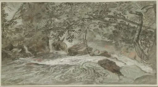 Rapids with Overhanging Branches (verso), by Joachim Franz Beich