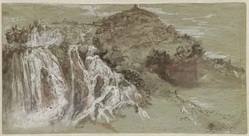 The Waterfalls at Tivoli (recto), by Joachim Franz Beich