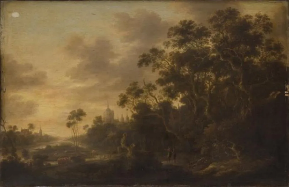 Woods beside a Canal, by Joachim Govertsz Camphuysen, oil, 1650