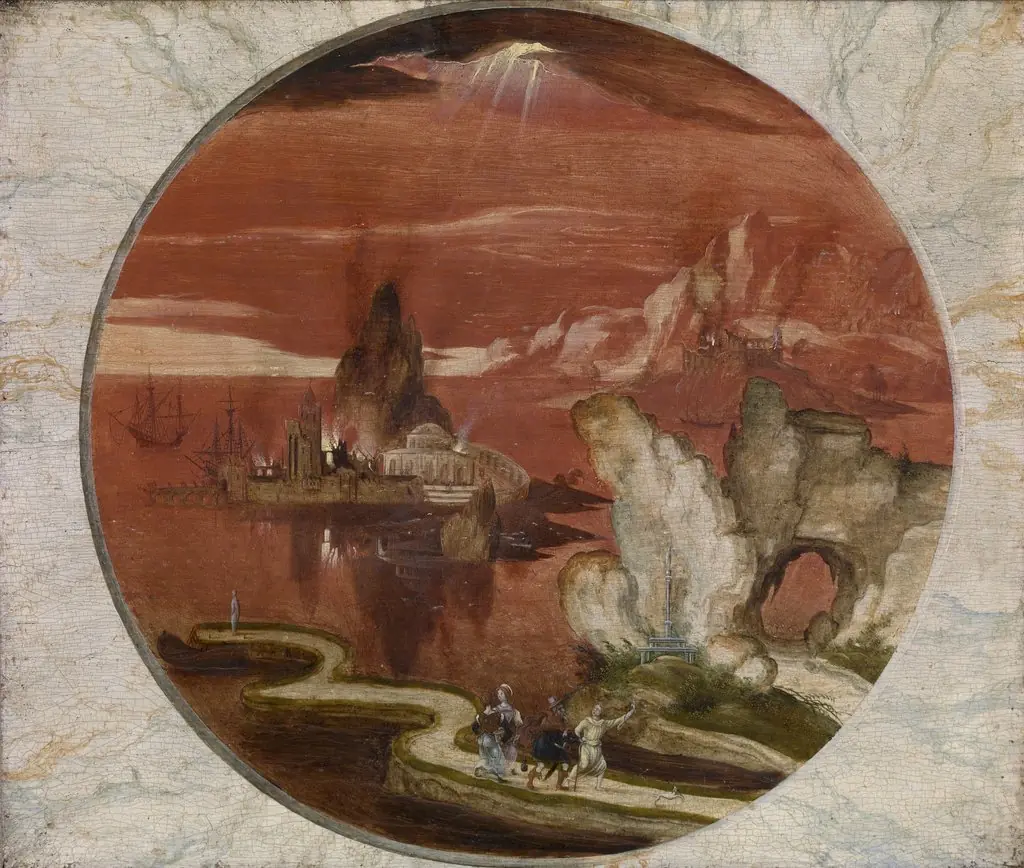 Sodoma and Gomora on fire, by Joachim Patinir