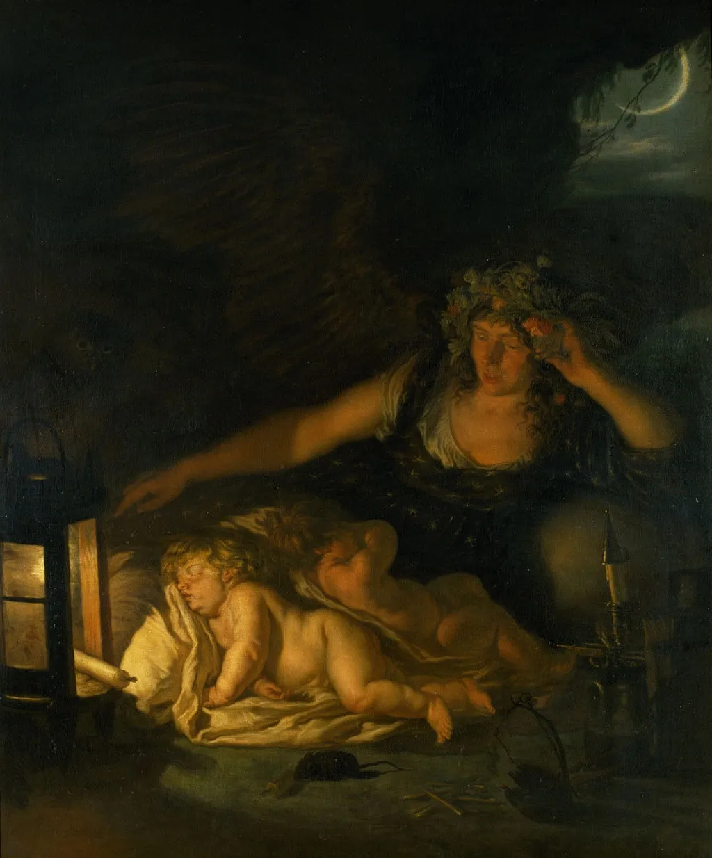 Allegory of night, by Joachim von Sandrart the Elder, oil, 1654