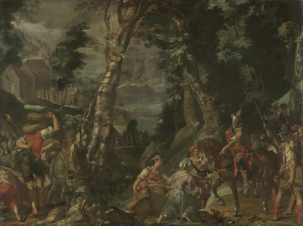 Meeting between David and Abigail, by Joachim Wtewael, oil, 1599