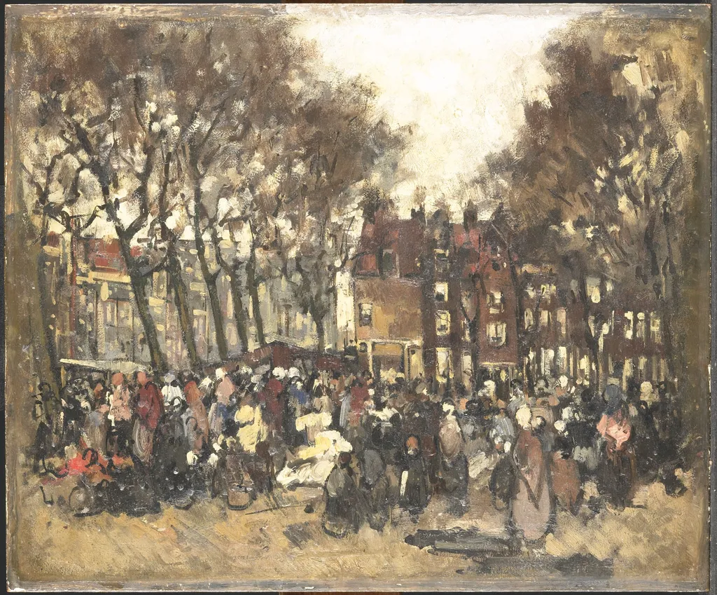 De Noordermarkt te Amsterdam, by Joannes Barnardus Antonius Maria Westerwoudt, oil, 1897