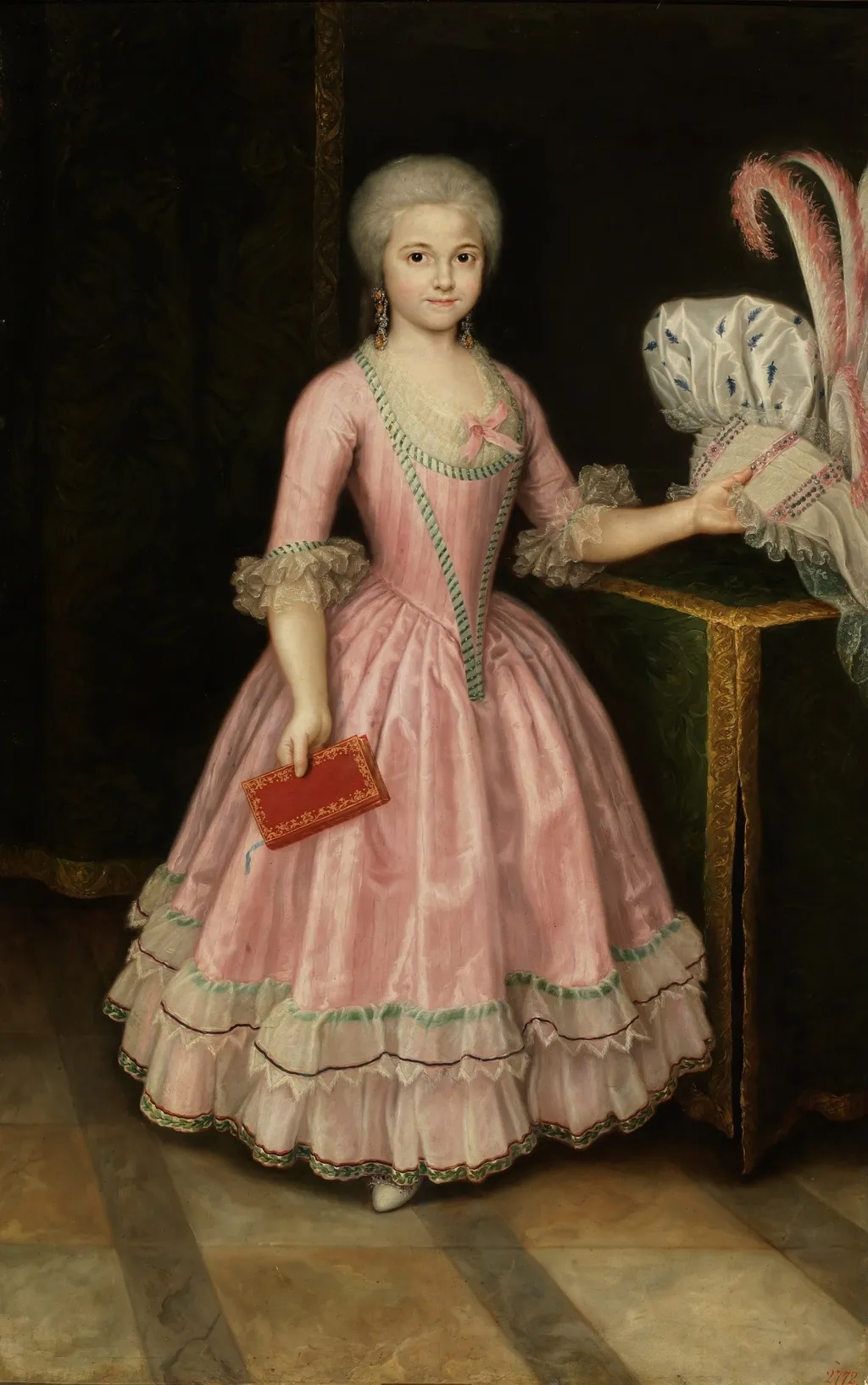 The infanta María Amalia of Spain as a Child, Holding a Book, by Joaquín Inza y Ainsa, oil, 1796