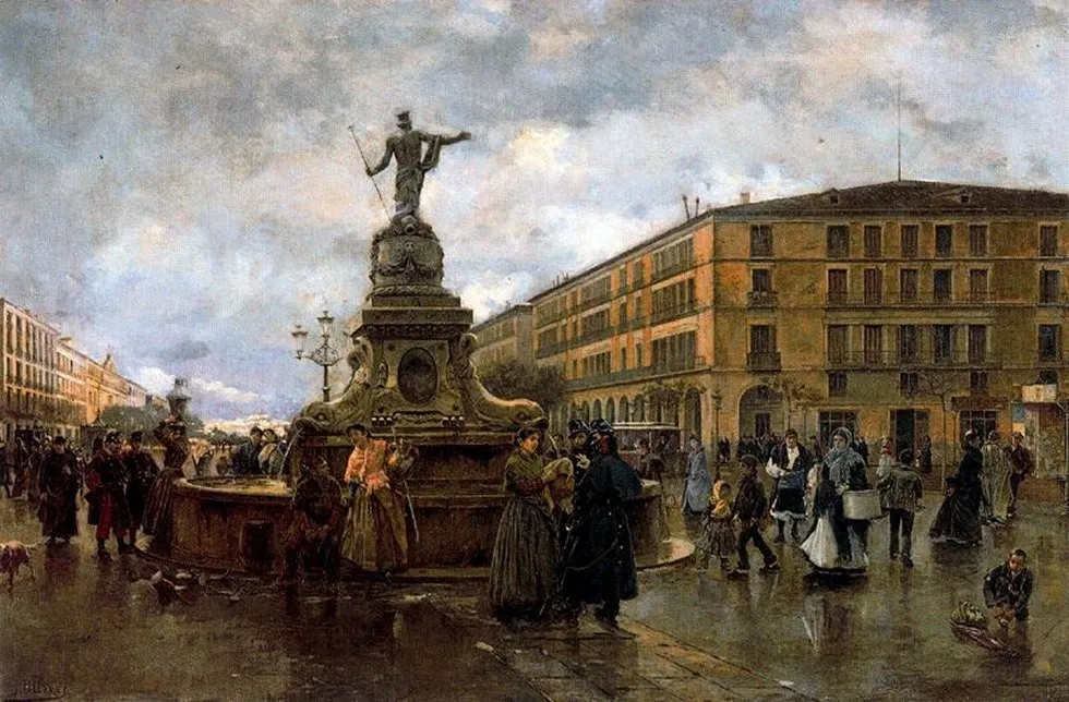 The god of waters, by Joaquín Pallarés Allustante, oil, 1896