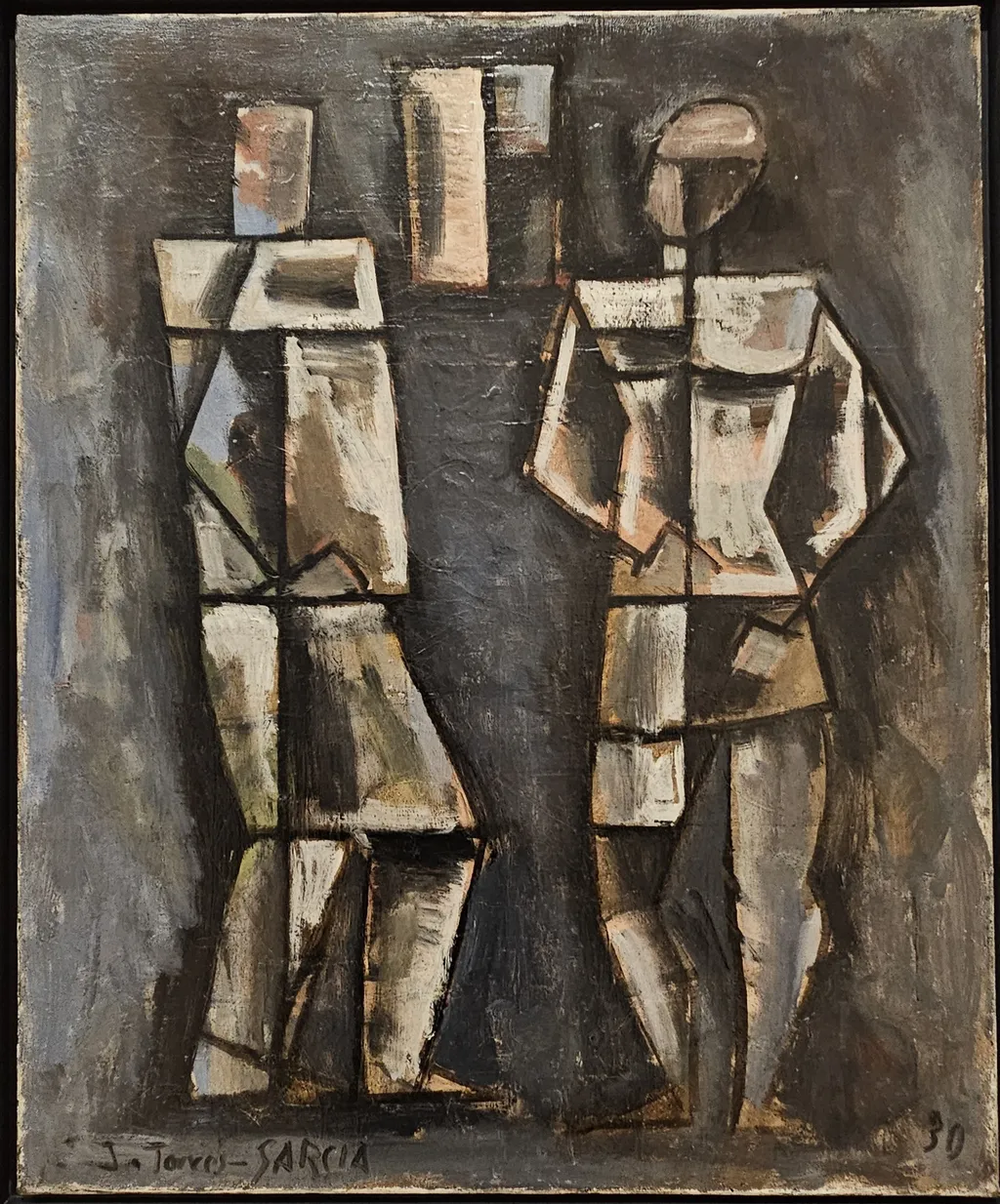 Duas Figuras, by Joaquín Torres-García, oil, 1930