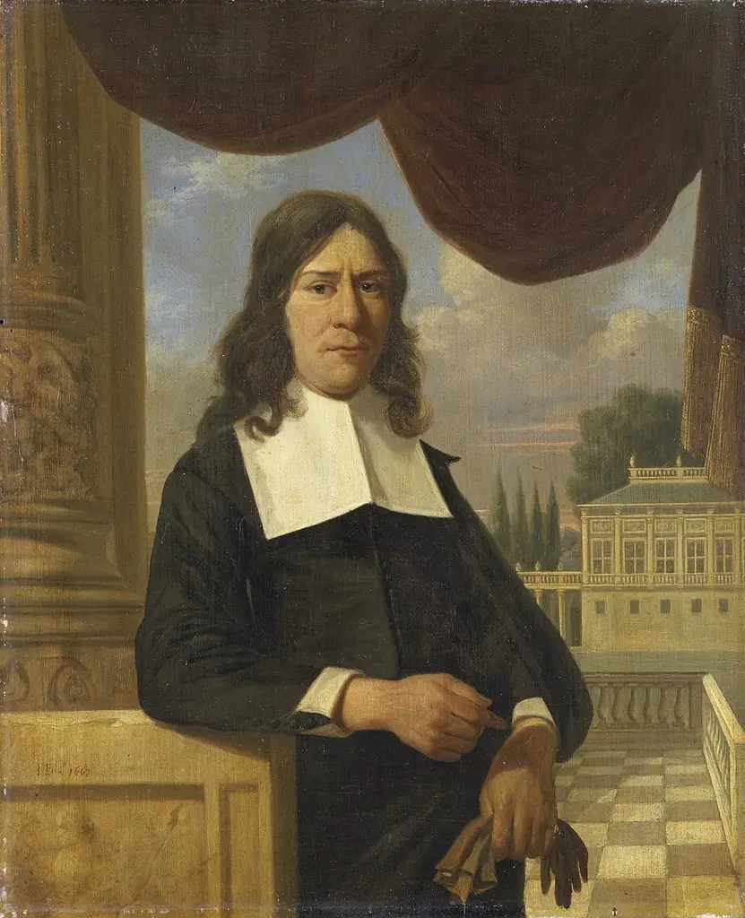 Portrait of Nicolaes Eichelberg (d 1699), Haarlem merchant and husband of Helena van der Schalke, by Job Adriaenszoon Berckheyde