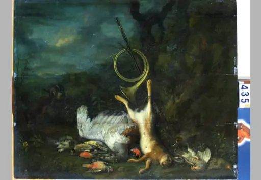 Vânat cu corn de vânătoare. Pandant: Vânat la malul apei (în Reg. Inv.: Vânat la apă), by Johan Baptist Govaerts
