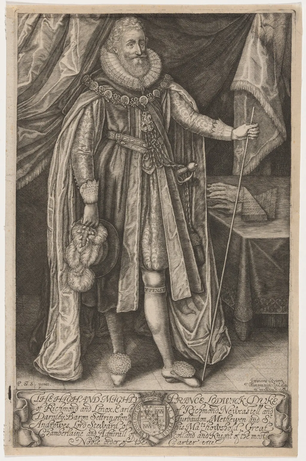 Lodovick Stuart, Duke of Richmond and Lennox, by Johan Barra, ink, 1608