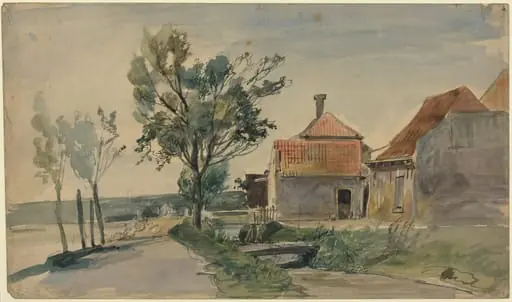 A Stream Running between Houses and a Road, by Johan Barthold Jongkind
