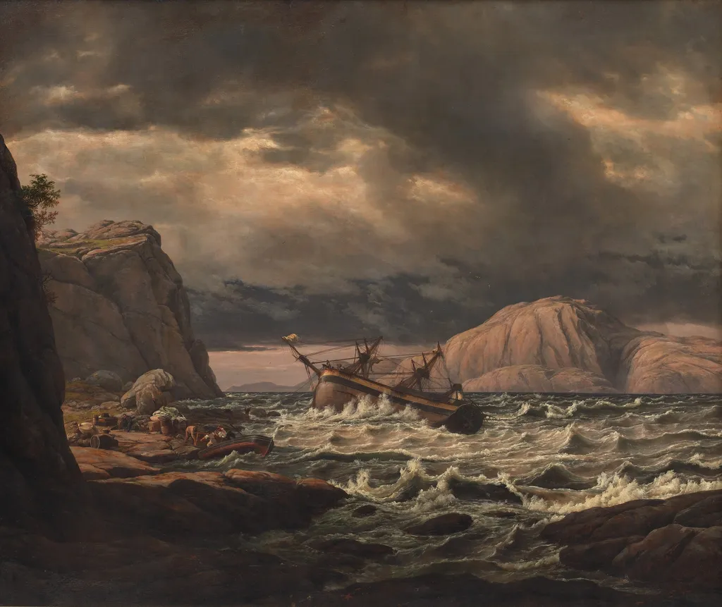 A Shipwreck on the Coast of Norway, by Johan Christian Dahl, oil, 1830