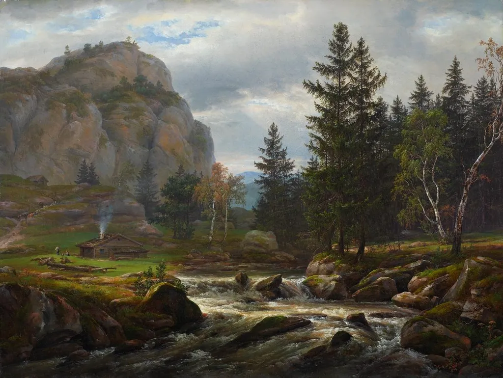 Flusslandschaft bei Bergen, by Johan Christian Dahl, oil, 1825