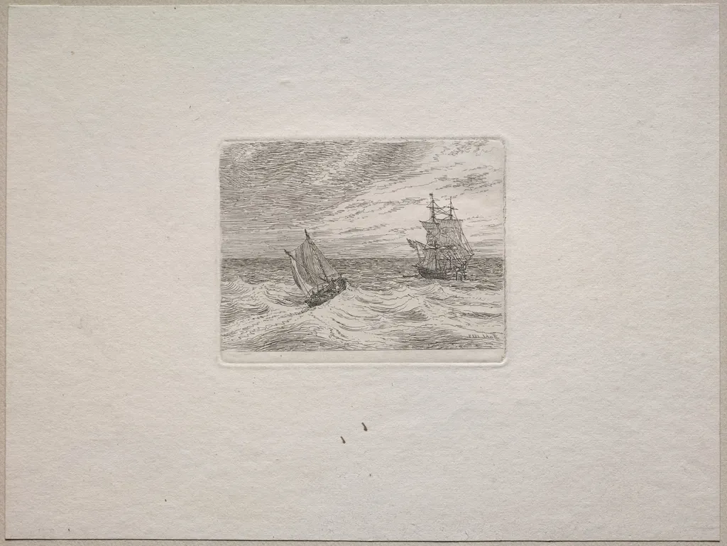 Rough Seas with a Two-master and Sailboat, by Johan Christian Dahl, 1838