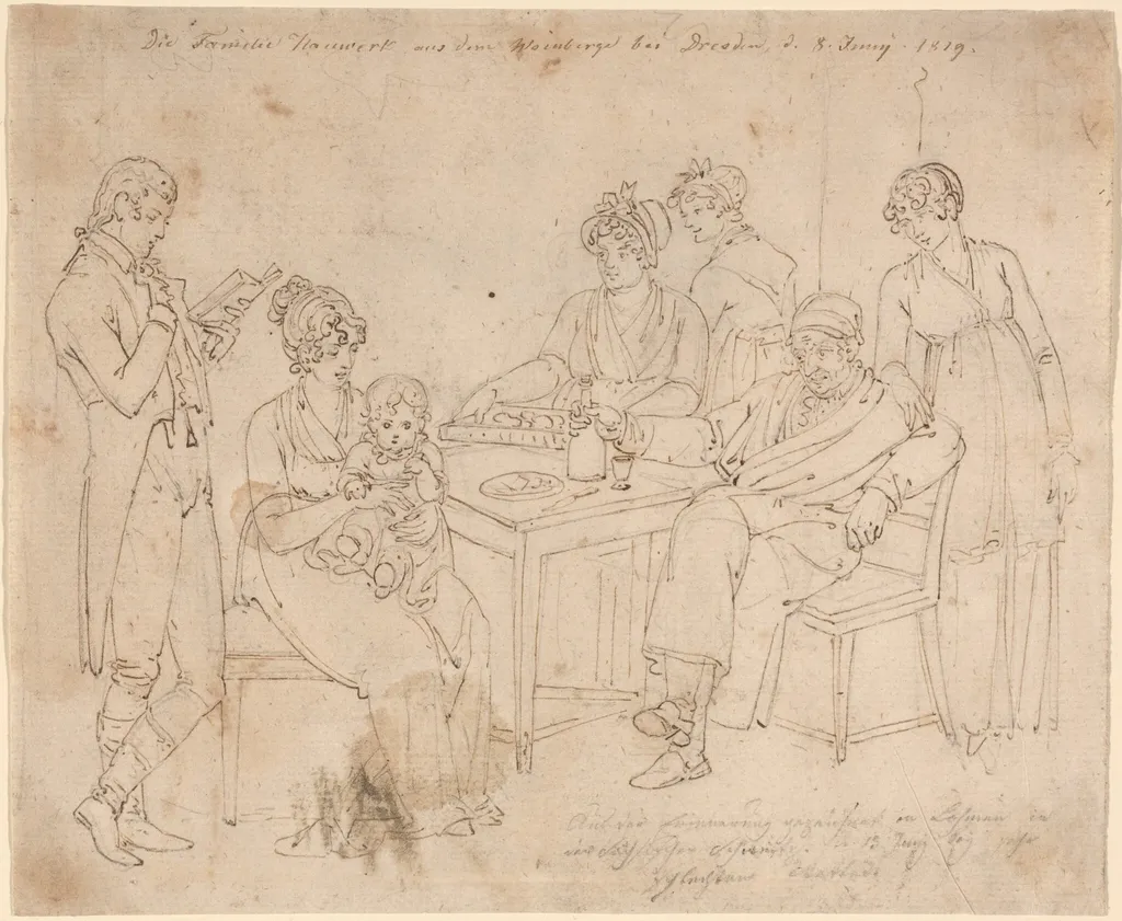 The Nauwerk Family, by Johan Christian Dahl, ink, 1819