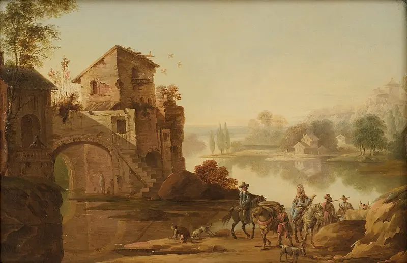 Landskab i italiensk manér, by Johan Edvard Mandelberg