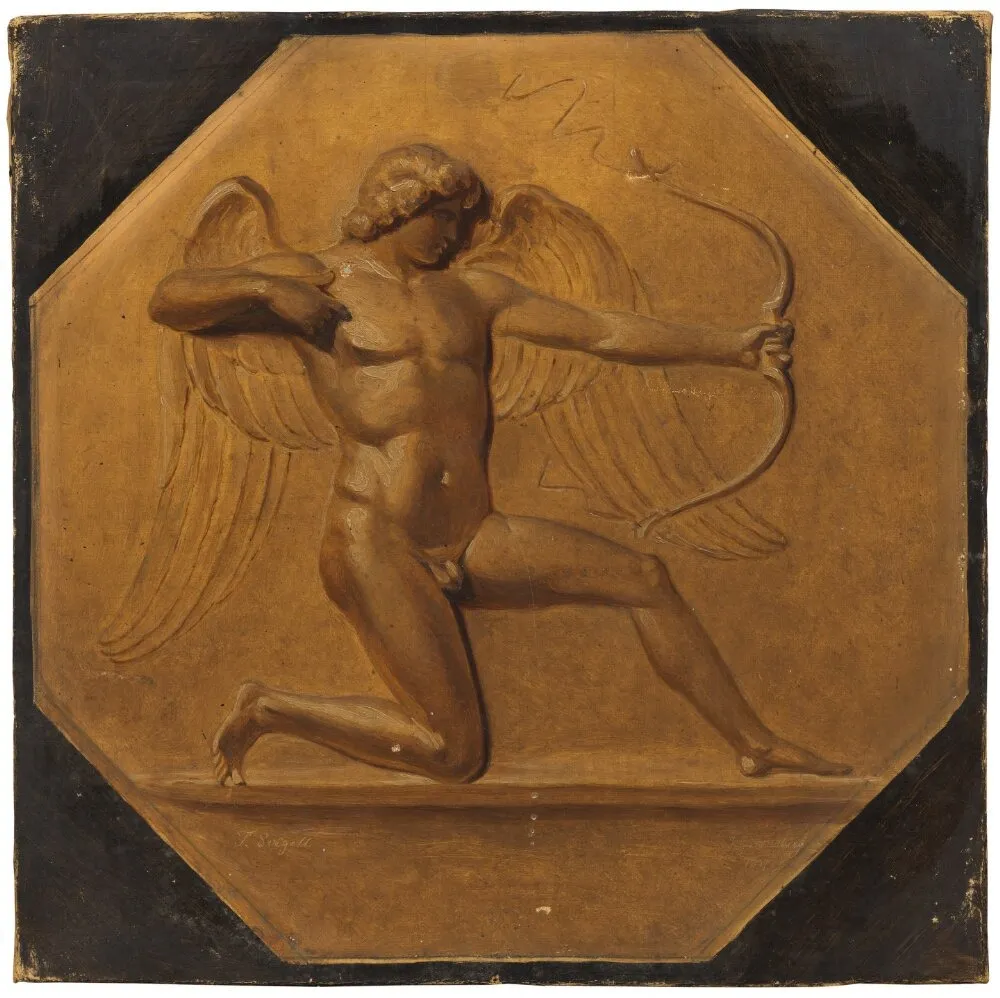 Cupid Fires His Arrow, after a Relief by Johan Tobias Sergel, by Johan Gustaf Sandberg, unspecified, 1838