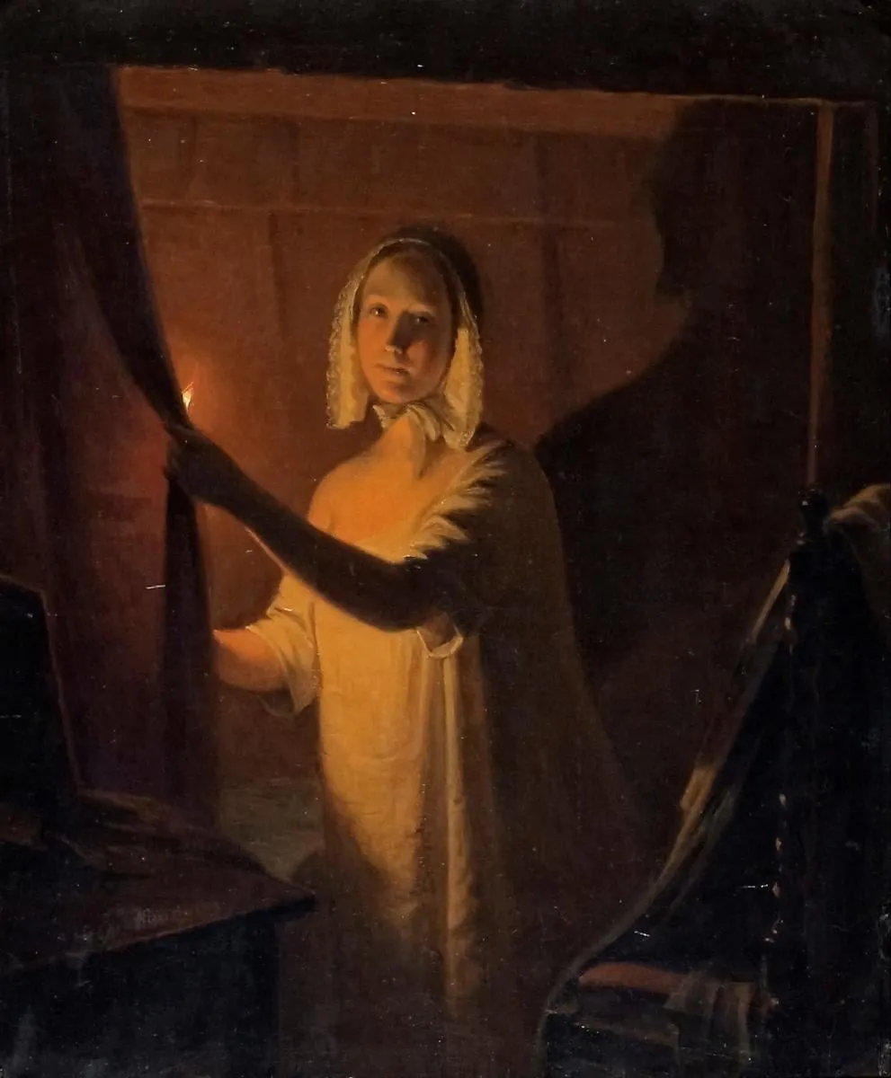 Tyttö kynttilä kädessä, by Johan Gustaf Sandberg, unspecified, 1828