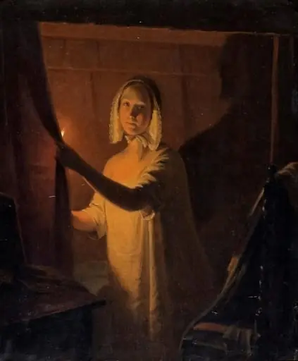 Tyttö kynttilä kädessä, by Johan Gustaf Sandberg