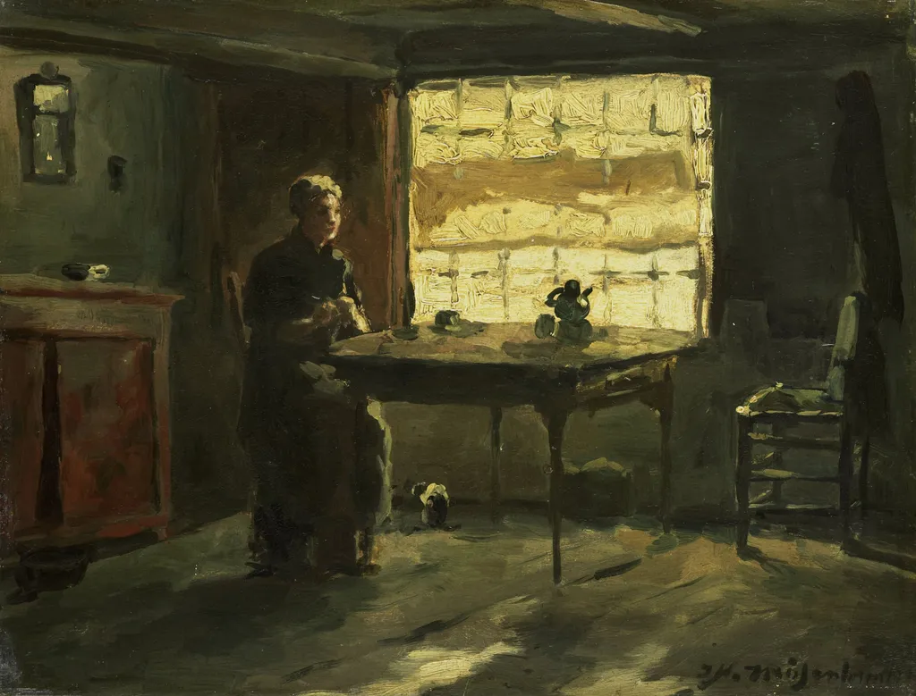 Boereninterieur, by Johan Hendrik Weissenbruch, oil, 1894