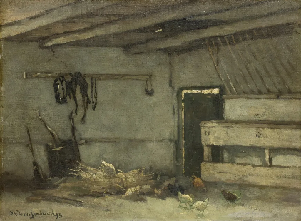 In a stable, by Johan Hendrik Weissenbruch, oil, 1898