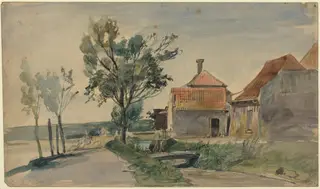 A Stream Running between Houses and a Road, by Johan Jongkind