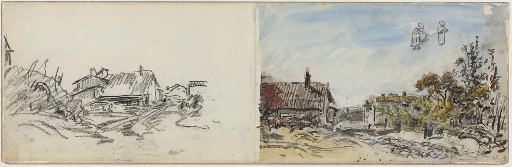 A Village near Brezins, by Johan Jongkind, chalk, 1884