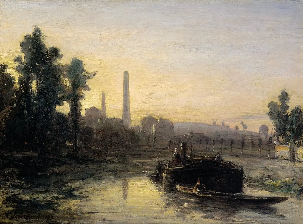 River View in France, possibly near Pontoise, by Johan Jongkind
