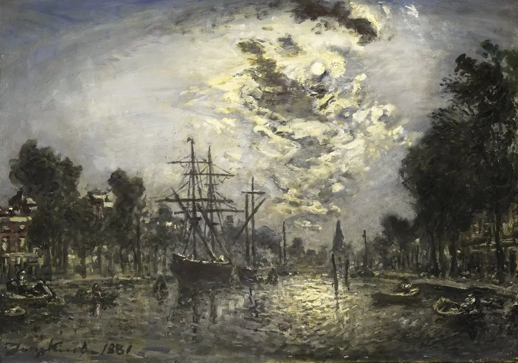 Rotterdam in the Moonlight, by Johan Jongkind