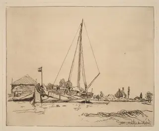 The Moored Boat (La Barque amarree), by Johan Jongkind, 1862