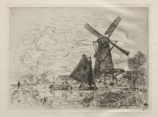 Windmills in Holland, by Johan Jongkind